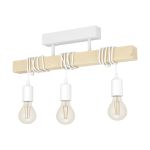 Eglo Ceiling Light Townshend Steel White Wood | IP20 - Suitable for 3x E27 